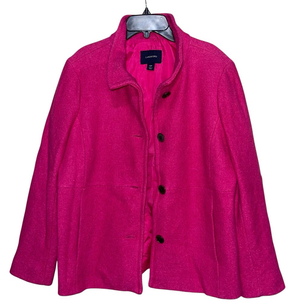 Lands' End Pink Wool Blend Coat